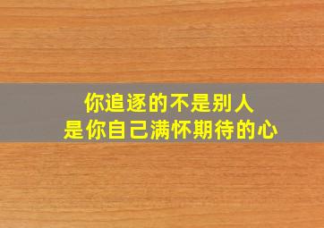 你追逐的不是别人 是你自己满怀期待的心